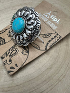 Western Faux Turquoise Concho Scarf Slide - Cowhide and Conchos