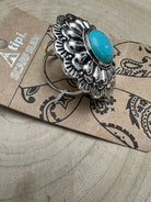 Western Faux Turquoise Concho Scarf Slide - Cowhide and Conchos
