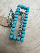 Western Faux Turquoise Rectangle Hair Claw Clip - Cowhide and Conchos