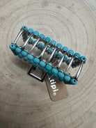Western Faux Turquoise Rectangle Hair Claw Clip - Cowhide and Conchos