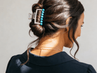 Western Faux Turquoise Rectangle Hair Claw Clip - Cowhide and Conchos