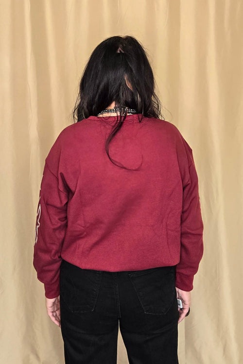 Western Flame Boots Stitch Pullover Sweatshirt - Brown or Red available - Cowhide and Conchos