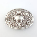 Western Floral Etched Buckle - Cowhide and Conchos