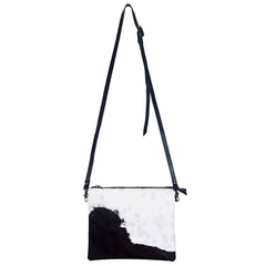 Western Genuine Hair - On Leather Crossbody Handbag - Cowhide and Conchos
