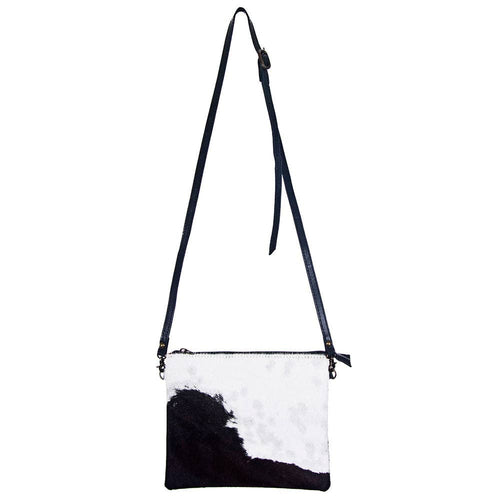 Western Genuine Hair - On Leather Crossbody Handbag - Cowhide and Conchos