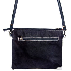 Western Genuine Hair - On Leather Crossbody Handbag - Cowhide and Conchos