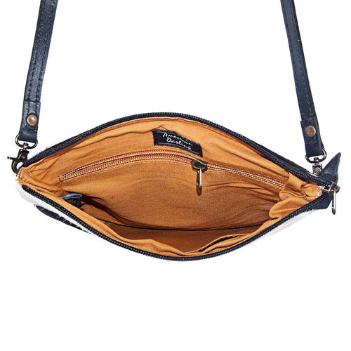 Western Genuine Hair - On Leather Crossbody Handbag - Cowhide and Conchos