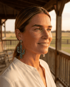 Western Glitter Enamel Cactus Dangle Earrings — Playful 2½" Drop - Cowhide and Conchos