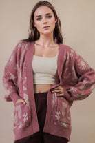 Western Graphic Knit Sweater Cardigan - Cowhide and Conchos