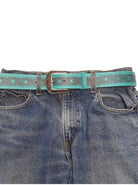 Western Hand Painted floral tooled belt - Cowhide and Conchos