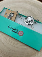 Western Large Buffalo Coin Choker & Earring Set - 14 inch + 3 - Cowhide and Conchos