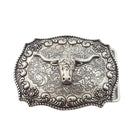 Western Long Horn Belt Buckle - Cowhide and Conchos