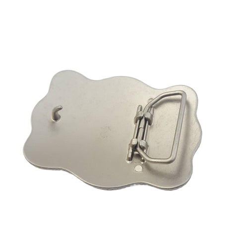 Western Matte Silver Plaque Buckle - Cowhide and Conchos