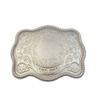 Western Matte Silver Plaque Buckle - Cowhide and Conchos