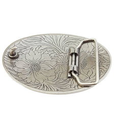 Western Oval Sunflower Buckle - Cowhide and Conchos