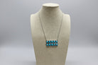 Western Rectangle Faux Turquoise Pendant Necklace - 18 inch - Cowhide and Conchos