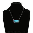 Western Rectangle Faux Turquoise Pendant Necklace - 18 inch - Cowhide and Conchos