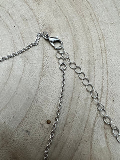 Western Rectangle Faux Turquoise Pendant Necklace - 18 inch - Cowhide and Conchos