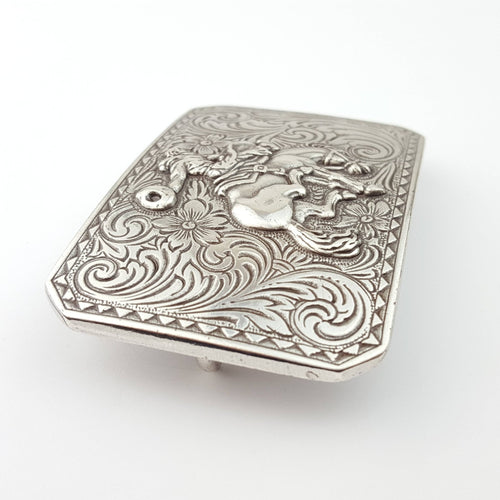 Western Rodeo Belt Buckle - Cowhide and Conchos
