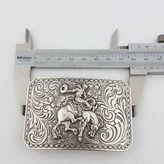 Western Rodeo Belt Buckle - Cowhide and Conchos