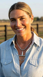 Western Silver Horse Bit Statement Necklace with Rhinestone Snake Chain — Bold Equestrian Jewelry - Cowhide and Conchos