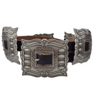 Western Silver Rectangular Concho Leather Belt - Cowhide and Conchos