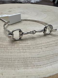 Western Snaffle Bit Easy Clasp Bracelet - Cowhide and Conchos