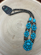 Western Squash Faux Statement Necklace - 21 inch - Cowhide and Conchos
