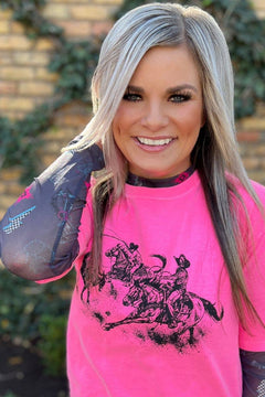 Western Struck Mesh Top - Cowhide and Conchos