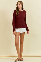 Western Yoke Ribbed Long sleeved Tee - Cowhide and Conchos