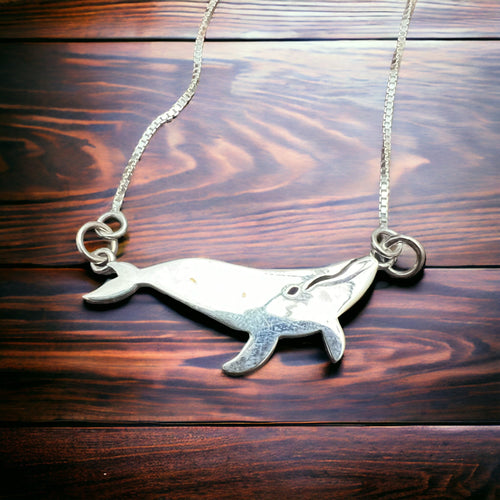 Whale Festoon Necklace - Sterling Silver - Cowhide and Conchos