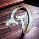 Whale Tails Bypass Ring - Sterling Silver - Cowhide and Conchos