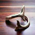 Whale Tails Bypass Ring - Sterling Silver - Cowhide and Conchos