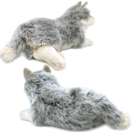 Whitaker The Wolf | 15 Inch Stuffed Animal Plush - Cowhide and Conchos