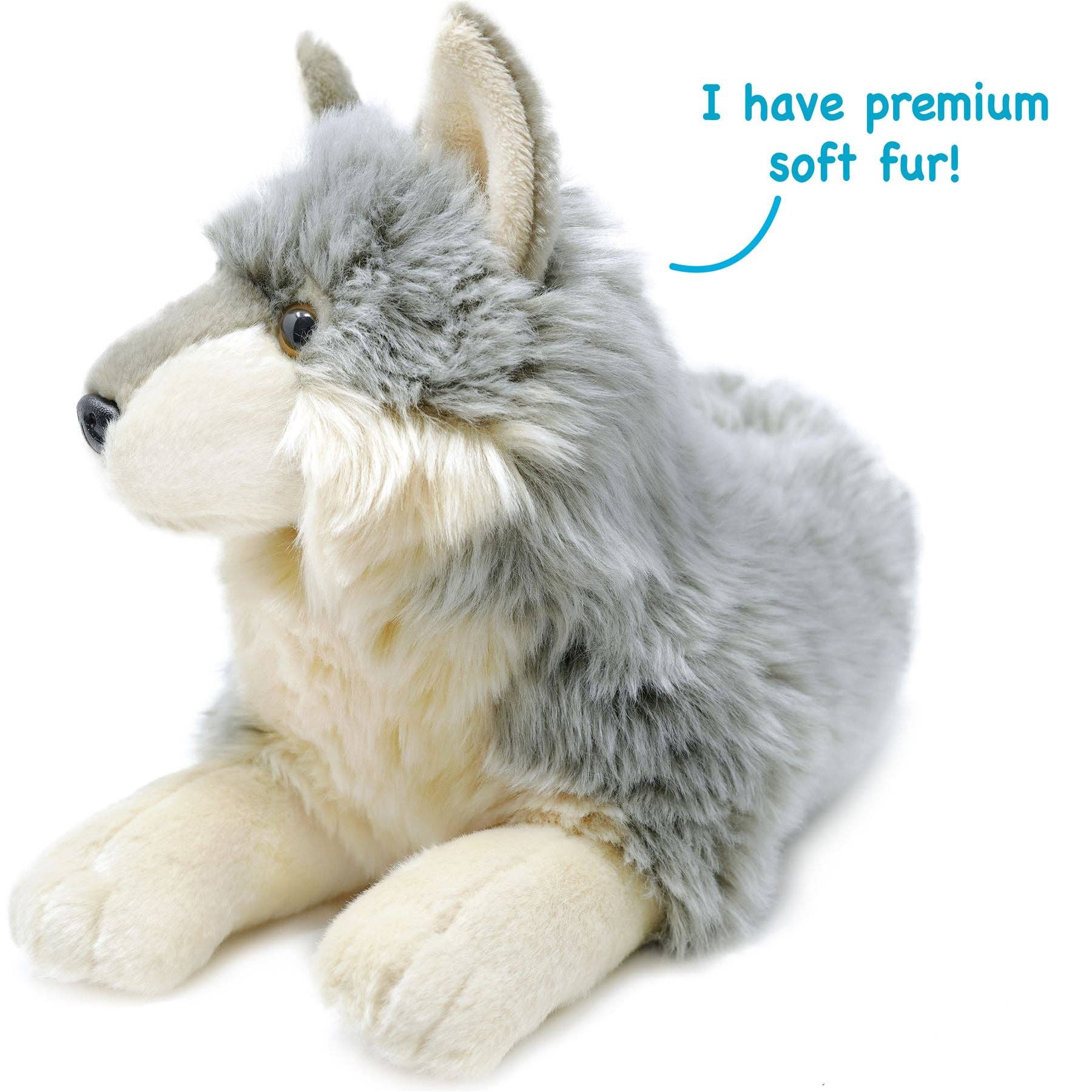 Whitaker The Wolf | 15 Inch Stuffed Animal Plush - Cowhide and Conchos