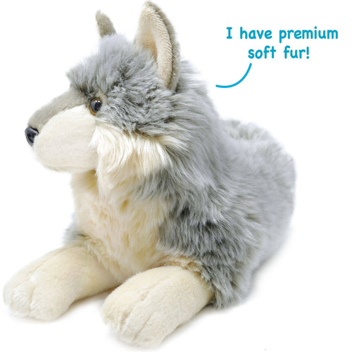 Whitaker The Wolf | 15 Inch Stuffed Animal Plush - Cowhide and Conchos