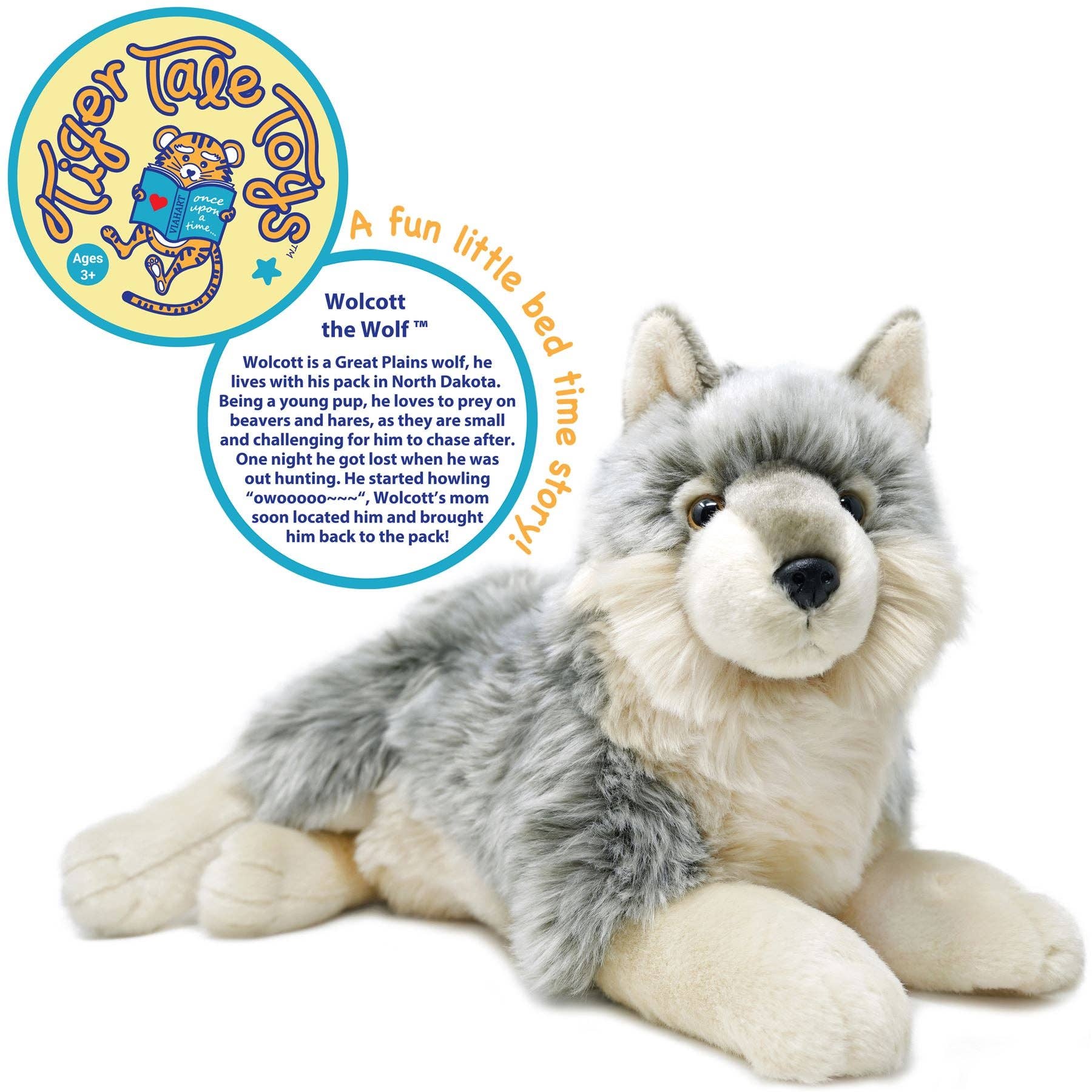 Whitaker The Wolf | 15 Inch Stuffed Animal Plush - Cowhide and Conchos
