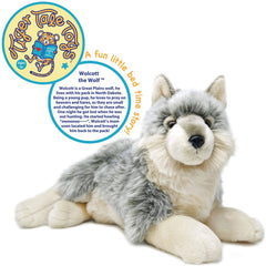 Whitaker The Wolf | 15 Inch Stuffed Animal Plush - Cowhide and Conchos