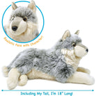 Whitaker The Wolf | 15 Inch Stuffed Animal Plush - Cowhide and Conchos