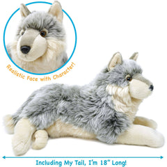 Whitaker The Wolf | 15 Inch Stuffed Animal Plush - Cowhide and Conchos