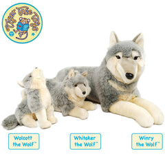 Whitaker The Wolf | 15 Inch Stuffed Animal Plush - Cowhide and Conchos
