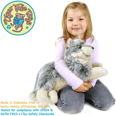 Whitaker The Wolf | 15 Inch Stuffed Animal Plush - Cowhide and Conchos