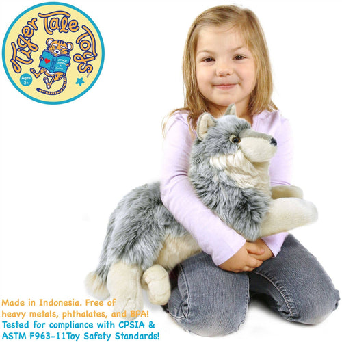 Whitaker The Wolf | 15 Inch Stuffed Animal Plush - Cowhide and Conchos