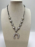 White Stone Faux Squash Blossom Necklace - 16 inch + 3 - Cowhide and Conchos