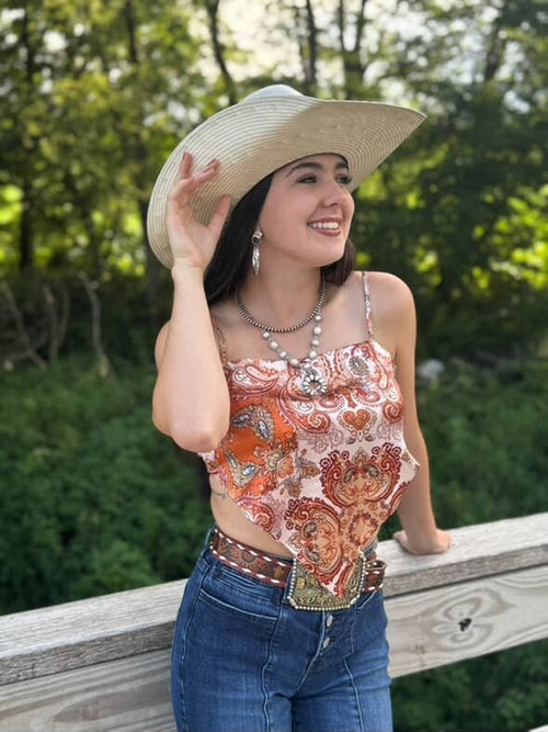White Stone Faux Squash Blossom Necklace - 16 inch + 3 - Cowhide and Conchos