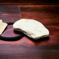 White Stone Ponytail Holder - Cowhide and Conchos
