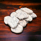 White Turquoise Slab Belt Buckle - Medium - Cowhide and Conchos