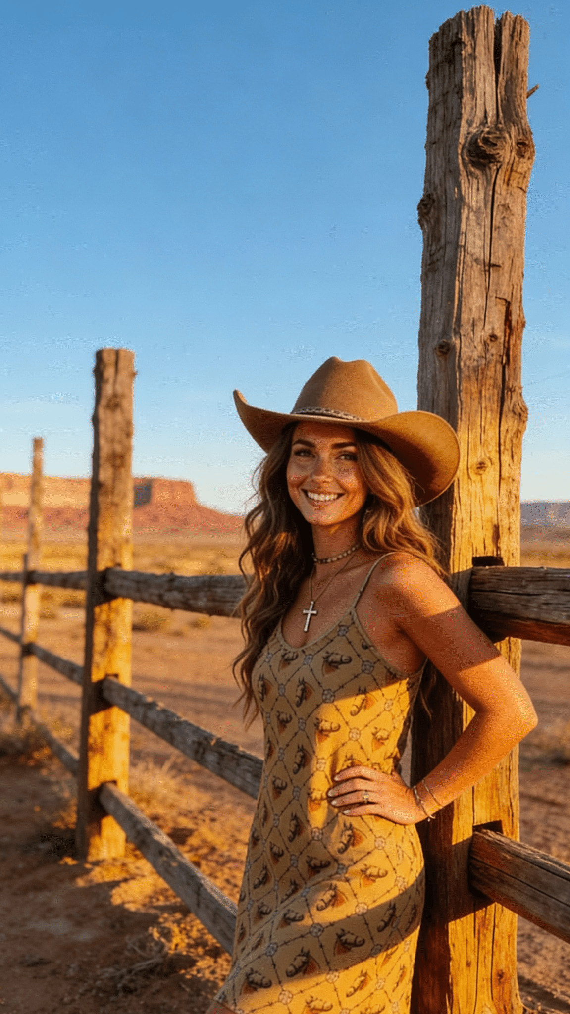 Wild West Horse Print Tank Dress – Tan Western Spaghetti Strap - Cowhide and Conchos