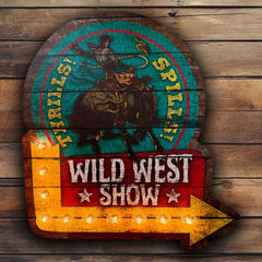 Wild West Marquee Sign - Cowhide and Conchos