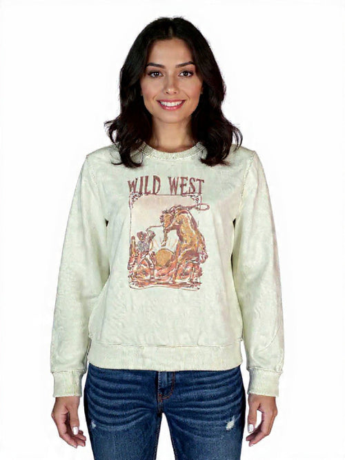 Wild West Sweatshirt - Cowhide and Conchos